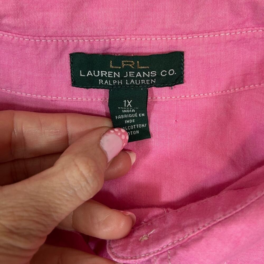 Lauren Ralph Lauren Lightweight Pink button-up shirt 100% Cotton Long Sleeve XC